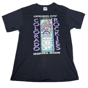 Vintage 1993 Colorado Rockies Opening Day TShirt L Tultex‎ MLB Baseball Expos